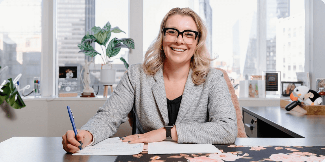 female attorney at desk