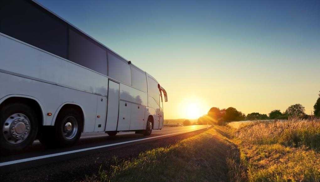 bus driving on the highway