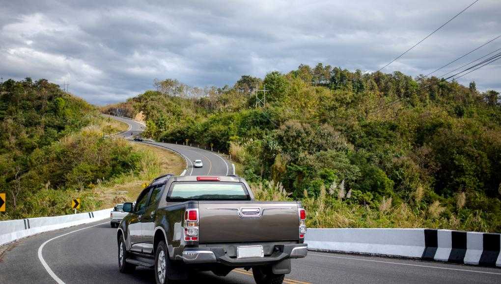 Truck driving on a road