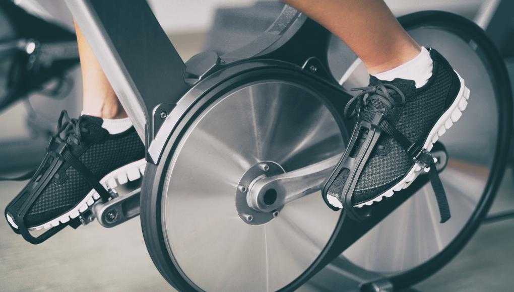 Person riding a stationary bike
