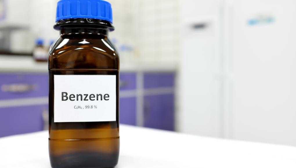 Benzene bottle in science lab