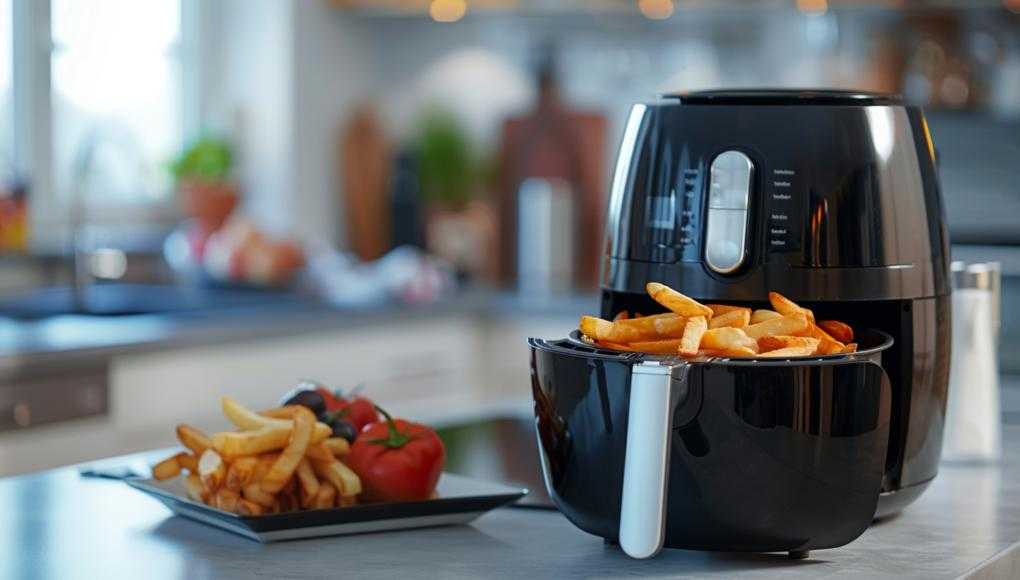 Air fryer with french fries inside