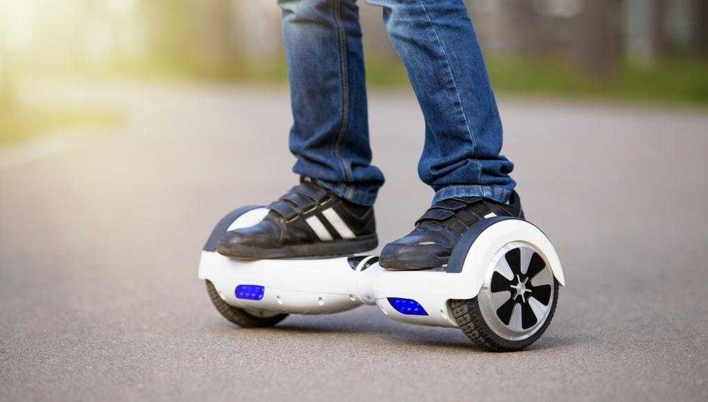 Kid riding on hoverboard