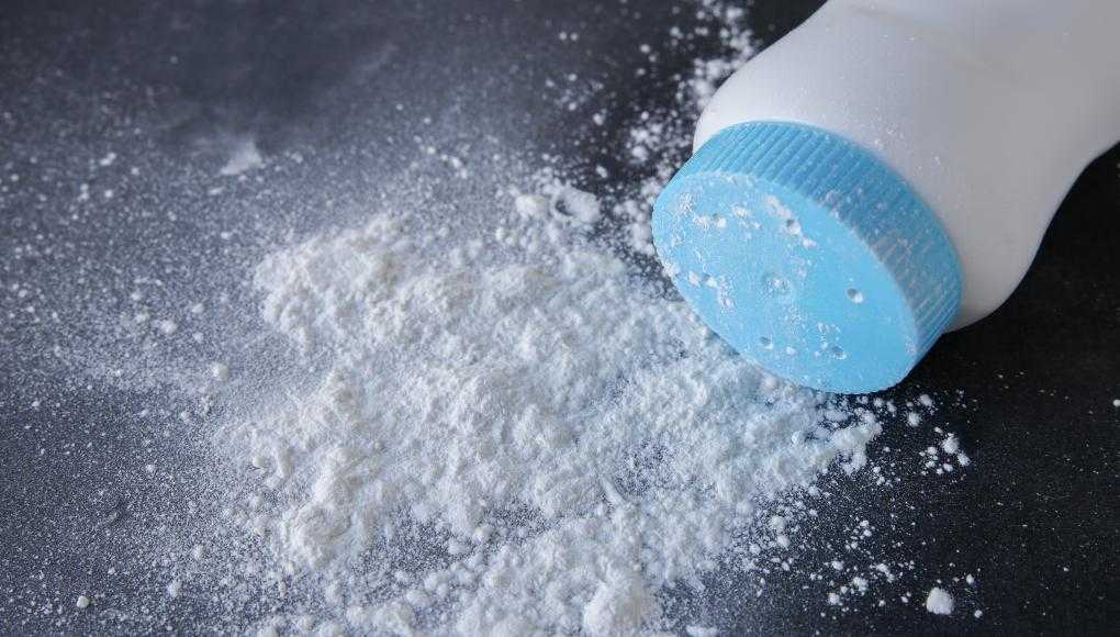Talcum powder spilled out of container