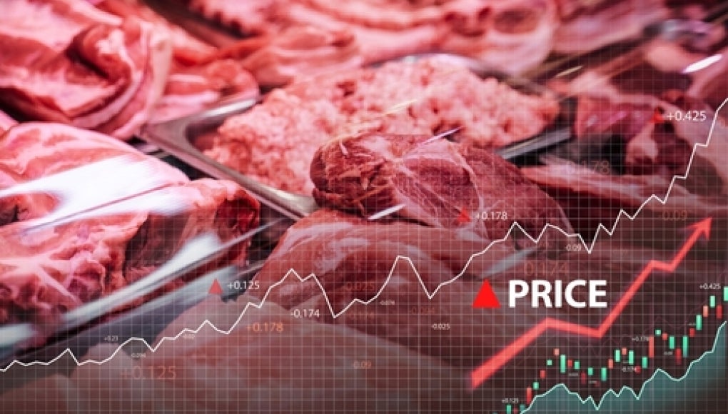 image of meat with prices chart showing increase in pricing 