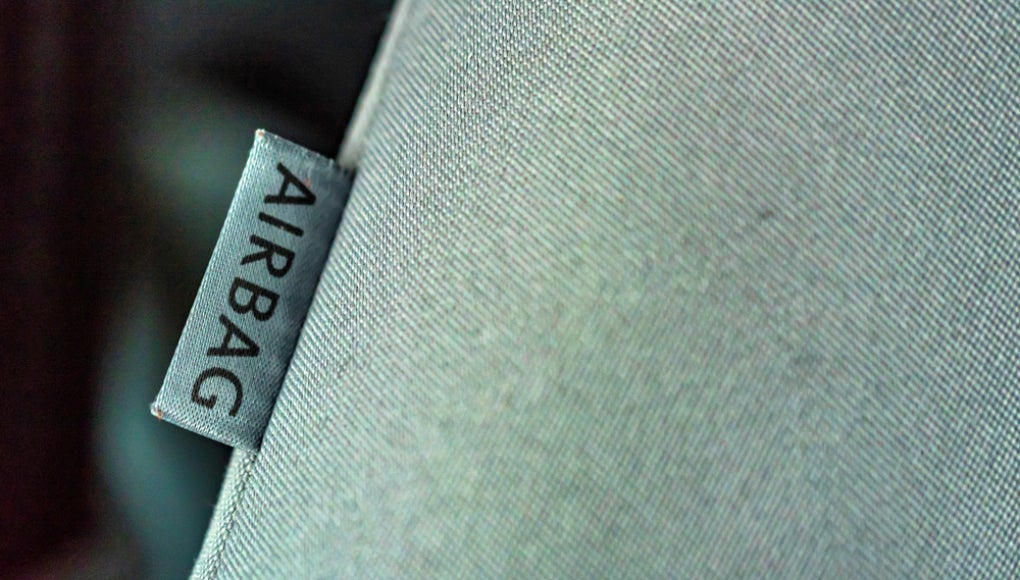 Airbag label in modern car close