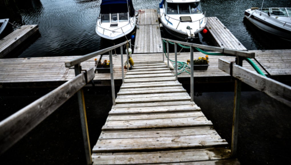 exit from boat to broadway with a steep incline