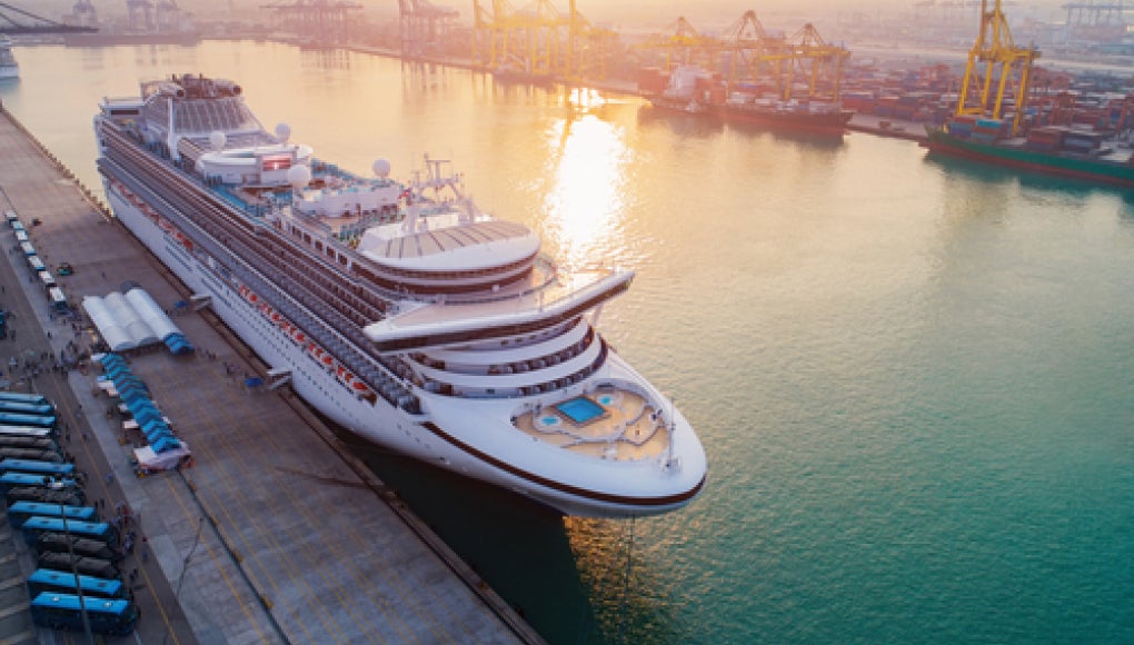 cruise ship docked at port 