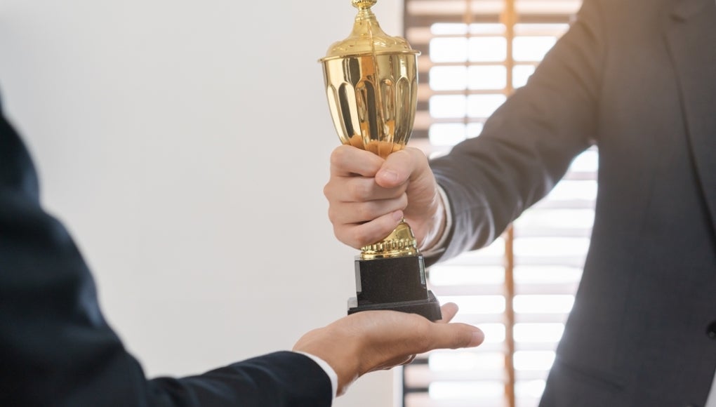 person receiving award