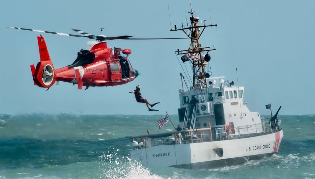 coast guard training over the boat