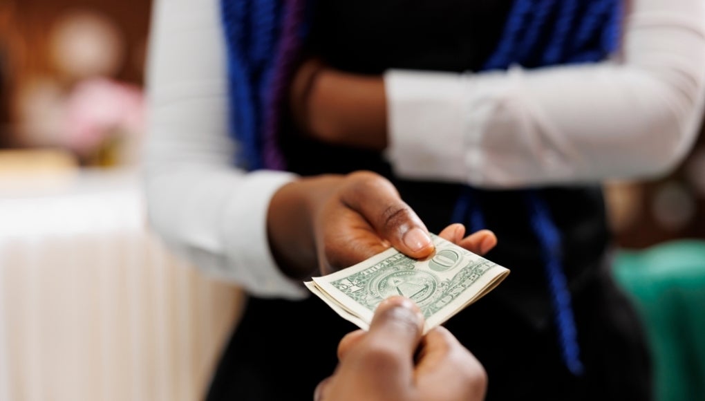 getting tipped at a restaurant