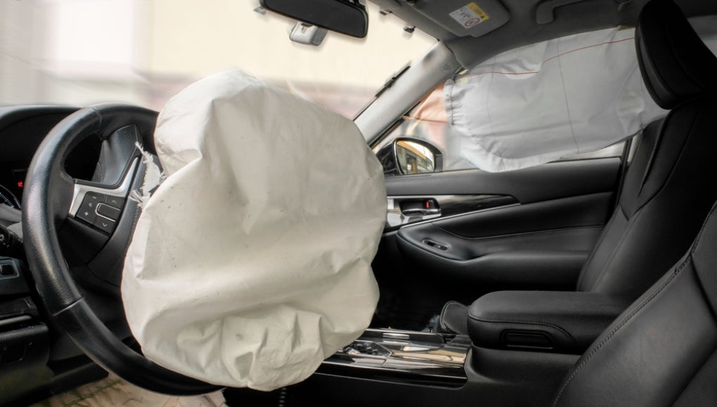 exploding airbag in car