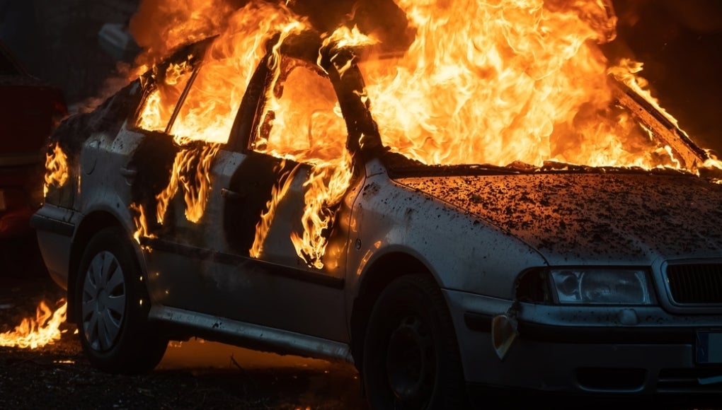 car on fire