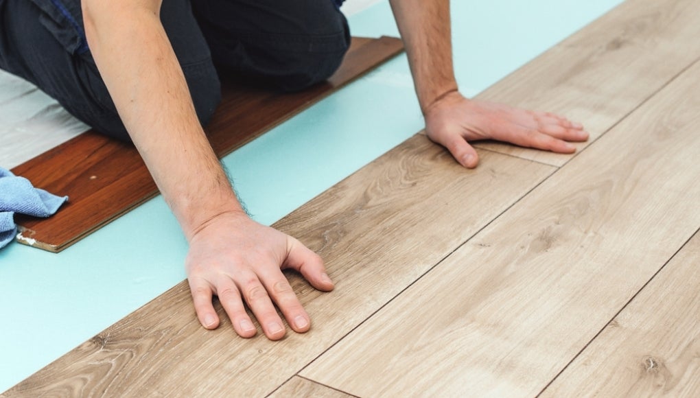 Flooring being installed