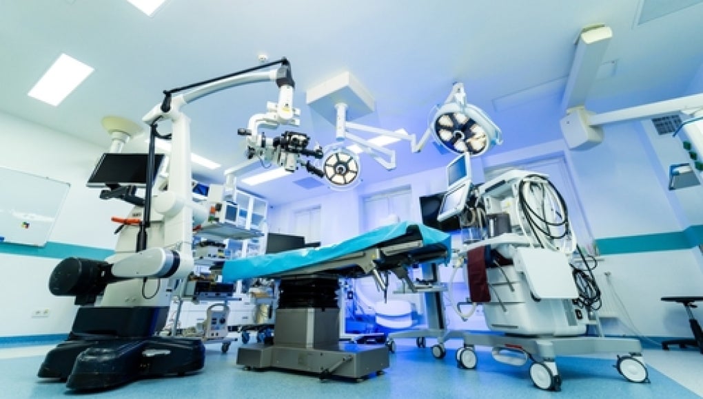 surgical operating room with electronic equipment 
