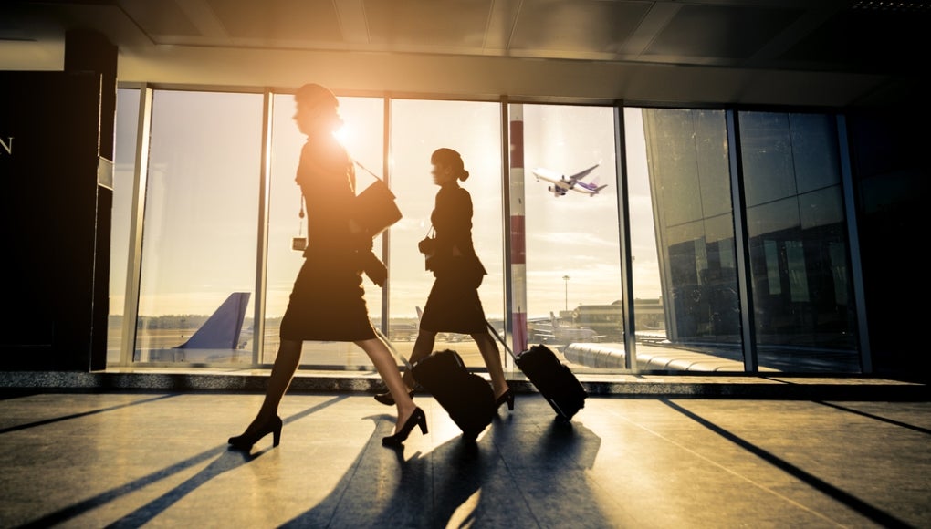 Airplane crew walking to the terminal