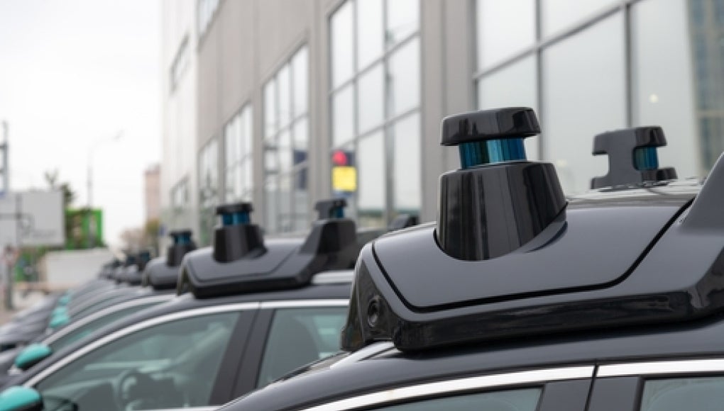 close up of driverless car sensors 