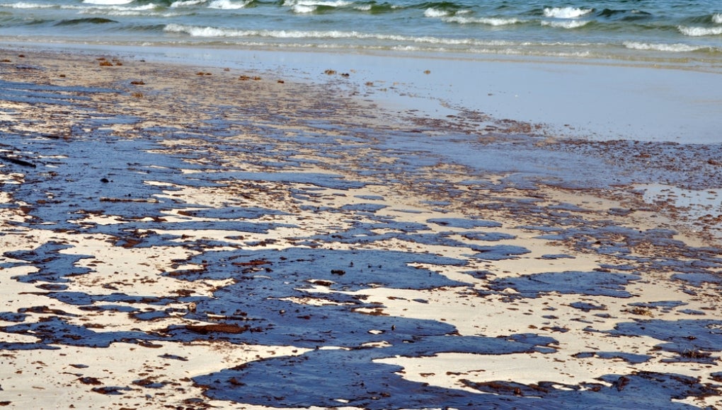 Oil on a beach