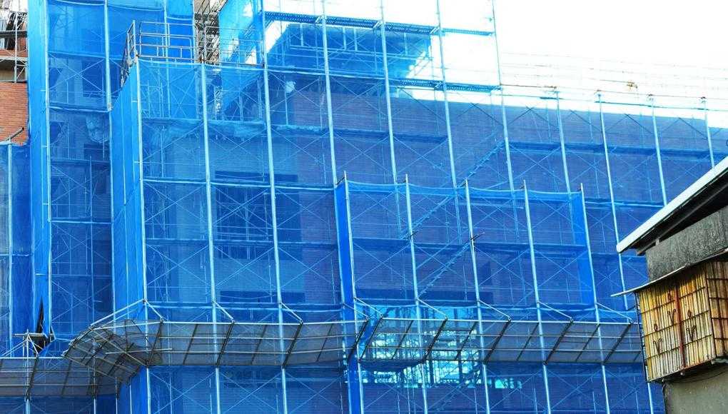 Scaffolding around building