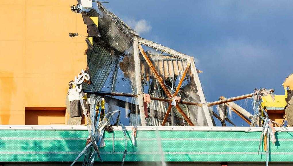 Partially destroyed building