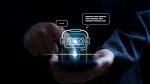 person holding a tablet with a ai chatbot floating above it staring at the user