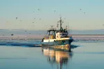 commercial fishing ship at sea