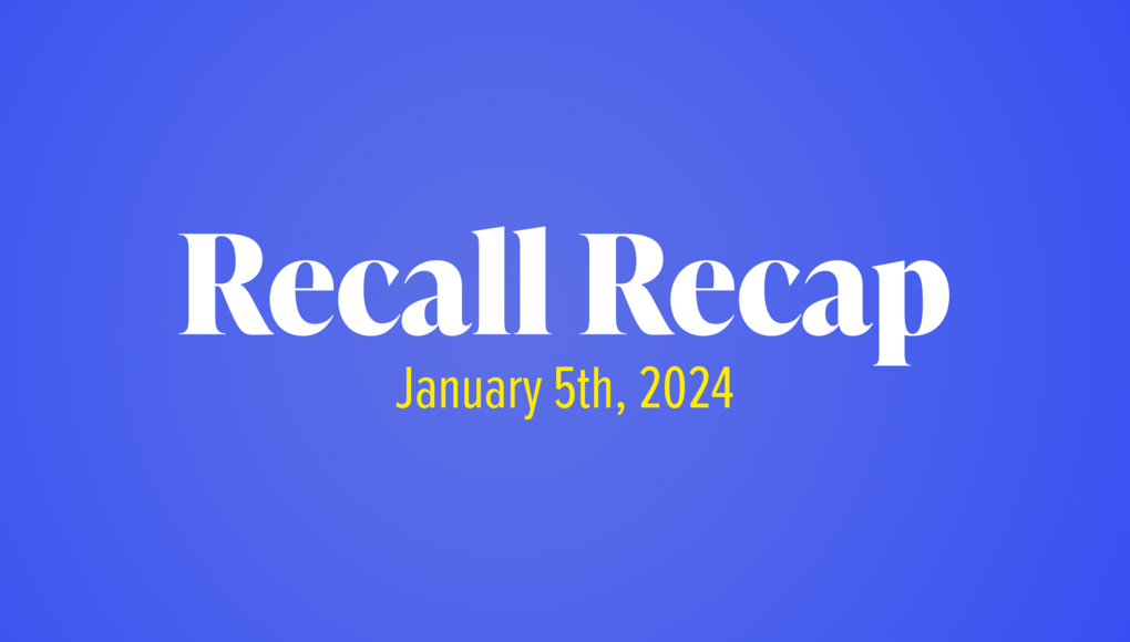 The Week in Recalls: January 5th, 2024 - weekly graphic