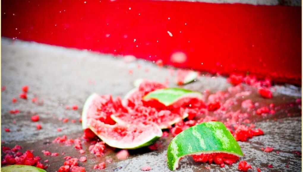 Watermelon Truck Tips Over, Injuring Two - watermelon