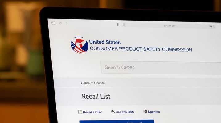 he recall list page on the United States Consumer Product Safety Commission (CPSC) website is seen on a laptop computer.