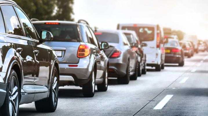 Cars in traffic on a highway