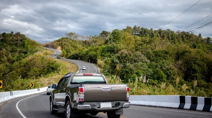 Truck driving on a road