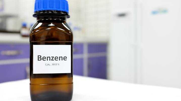 Benzene bottle in science lab