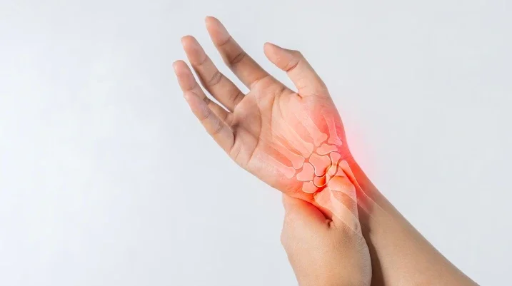Man holding hand in pain