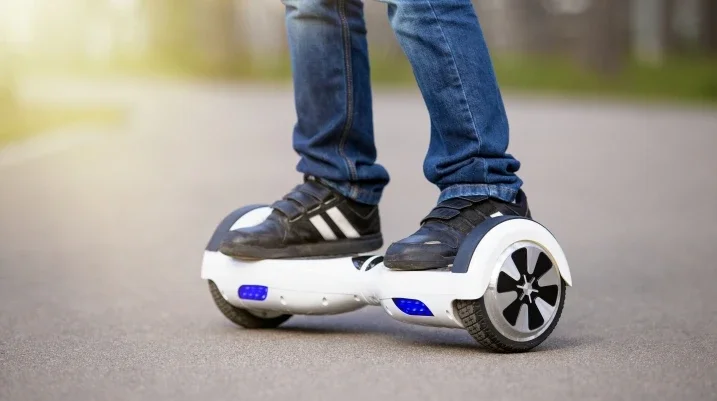 Kid riding on hoverboard