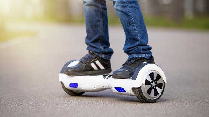 Kid riding on hoverboard