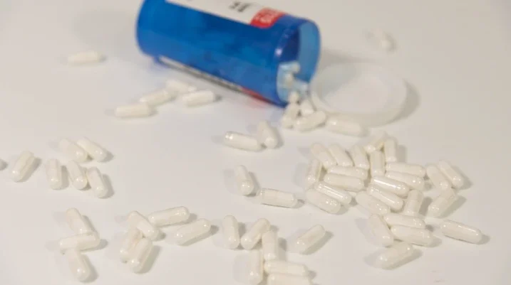 Pills spilled out of container