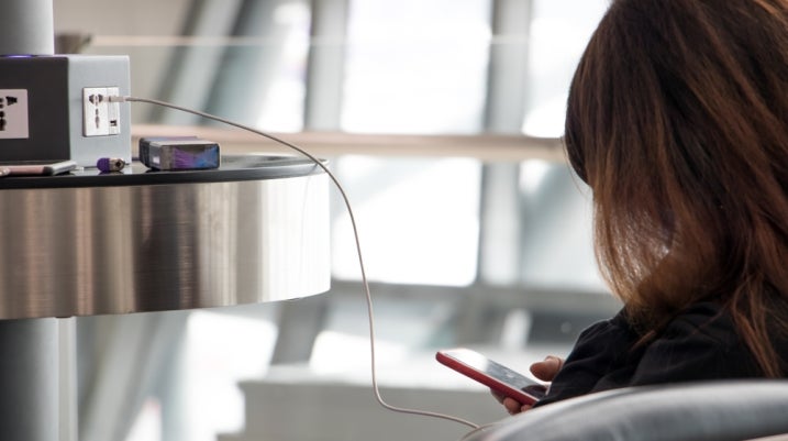 charging phone in the airport