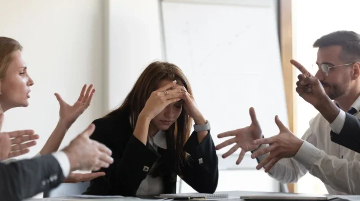 team at work arguing