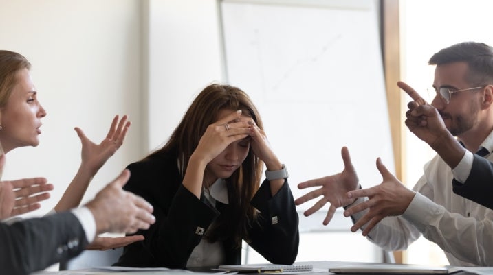 team at work arguing