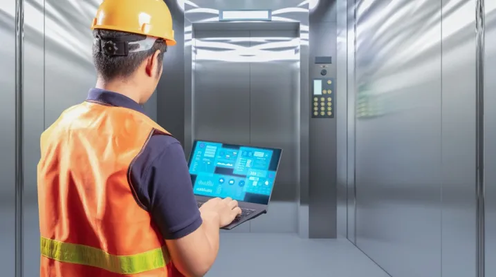 Technician check on elevator or passenger lift