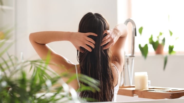 Woman washing her hair