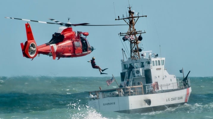 coast guard training over the boat