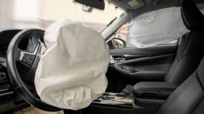 exploding airbag in car