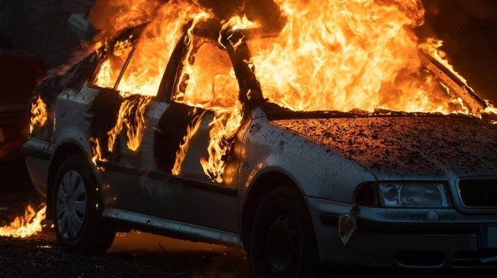 car on fire