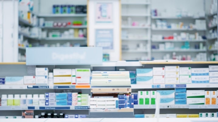 pharmacy counter with medication
