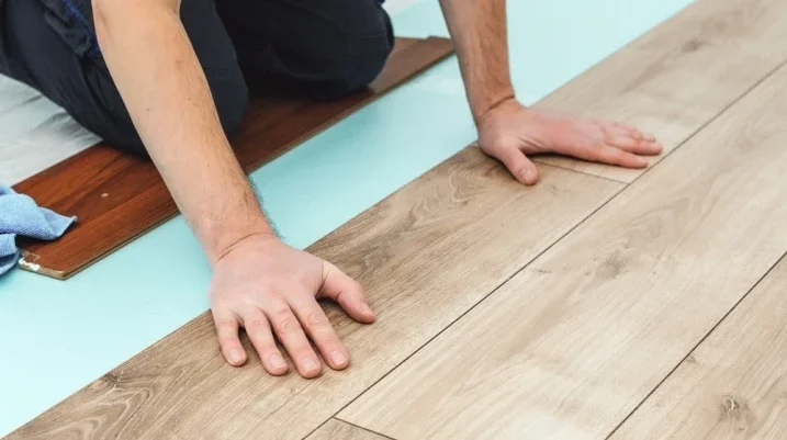 Flooring being installed