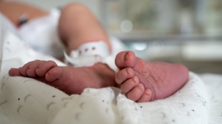 newborn baby in the hospital room
