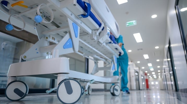 hospital bed in the hallway
