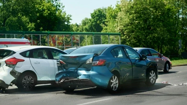 car accident scene with two cars