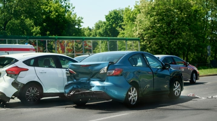 car accident scene with two cars